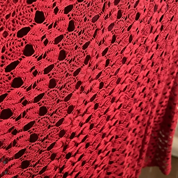 Red Knitted Overlay Midi Dress - Picture 8 of 9